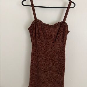 Lush Brown Patterned Mini Dress